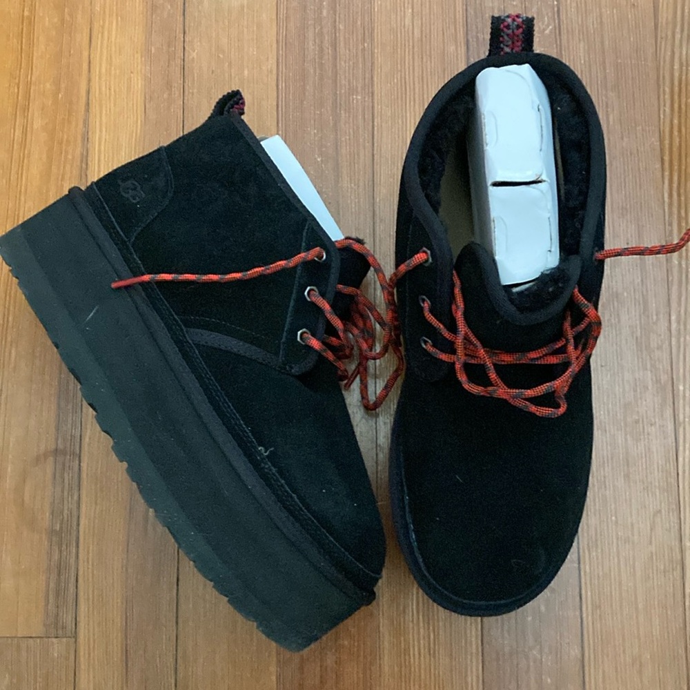 Ugg platform lace up boot.  Never worn!  Black.  With box.